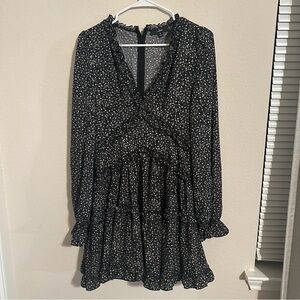 Lulu's Black and Pink Patterned Dress